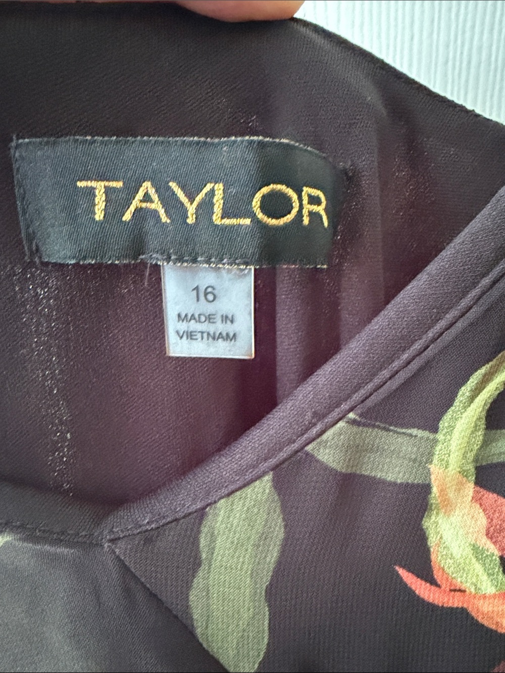 Taylor Black High-Low Slip Dress with Orange Floral Print - Picture 2 of 8